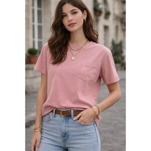 Amongst‎ Others Dusty Rose Pocket T-Shirt Small 100% Cotton NYC Brand